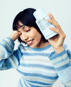 Sleek finished look after styling with J Beverly Hills Blue Crazy Straight lotion