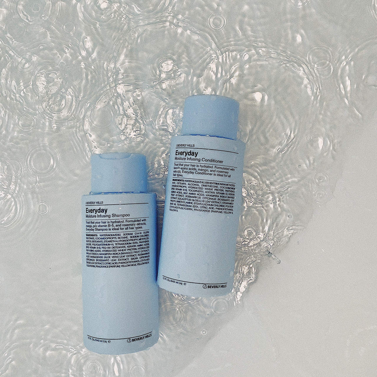 Ingredients highlight of castor and jojoba oils in J Beverly Hills Blue shampoo.