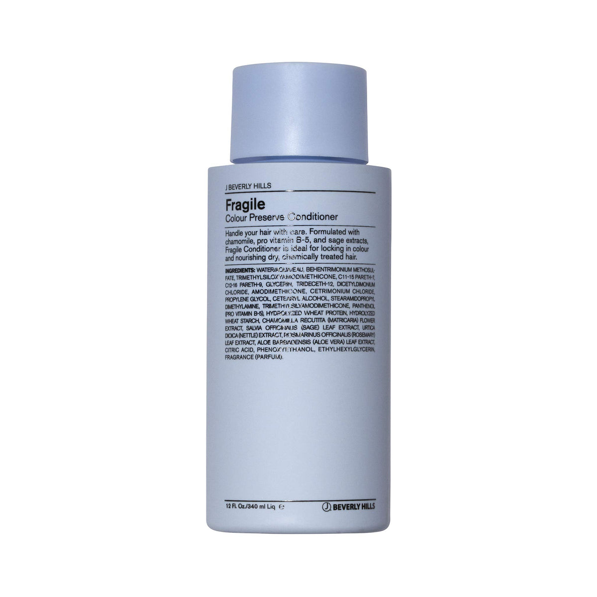 J Beverly Hills Blue Fragile conditioner bottle front showing color protection and hydration