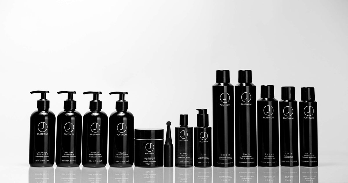 J Beverly Hills Platinum Hydrate Conditioner bottle emphasizes sulfate-free and paraben-free formula.