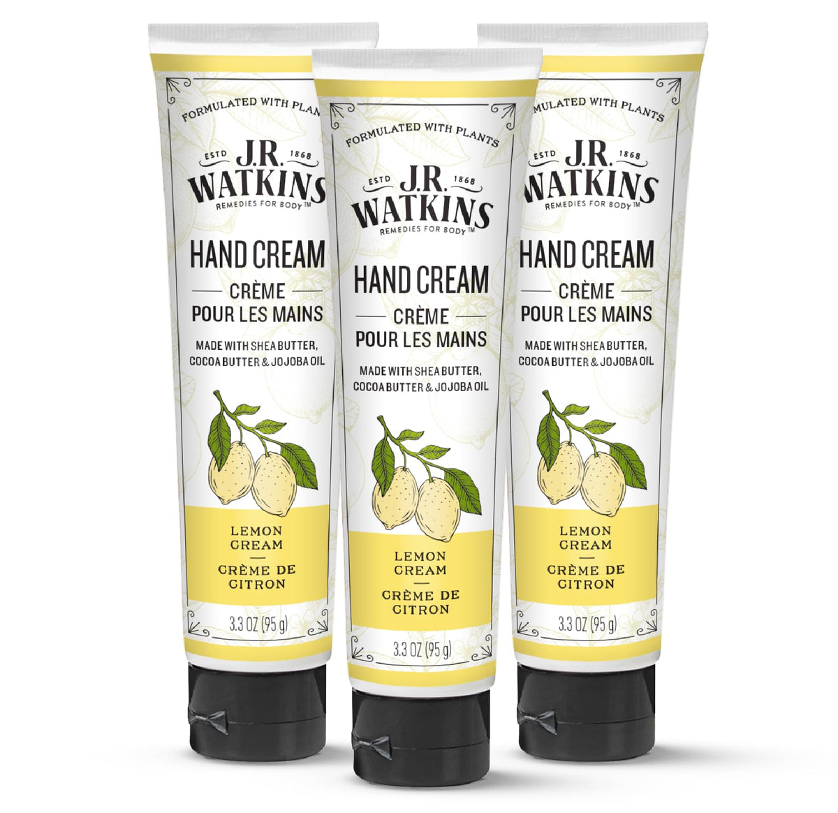 J.R. Watkins Lemon Cream hand cream bottle, lightweight hydration for daily use.