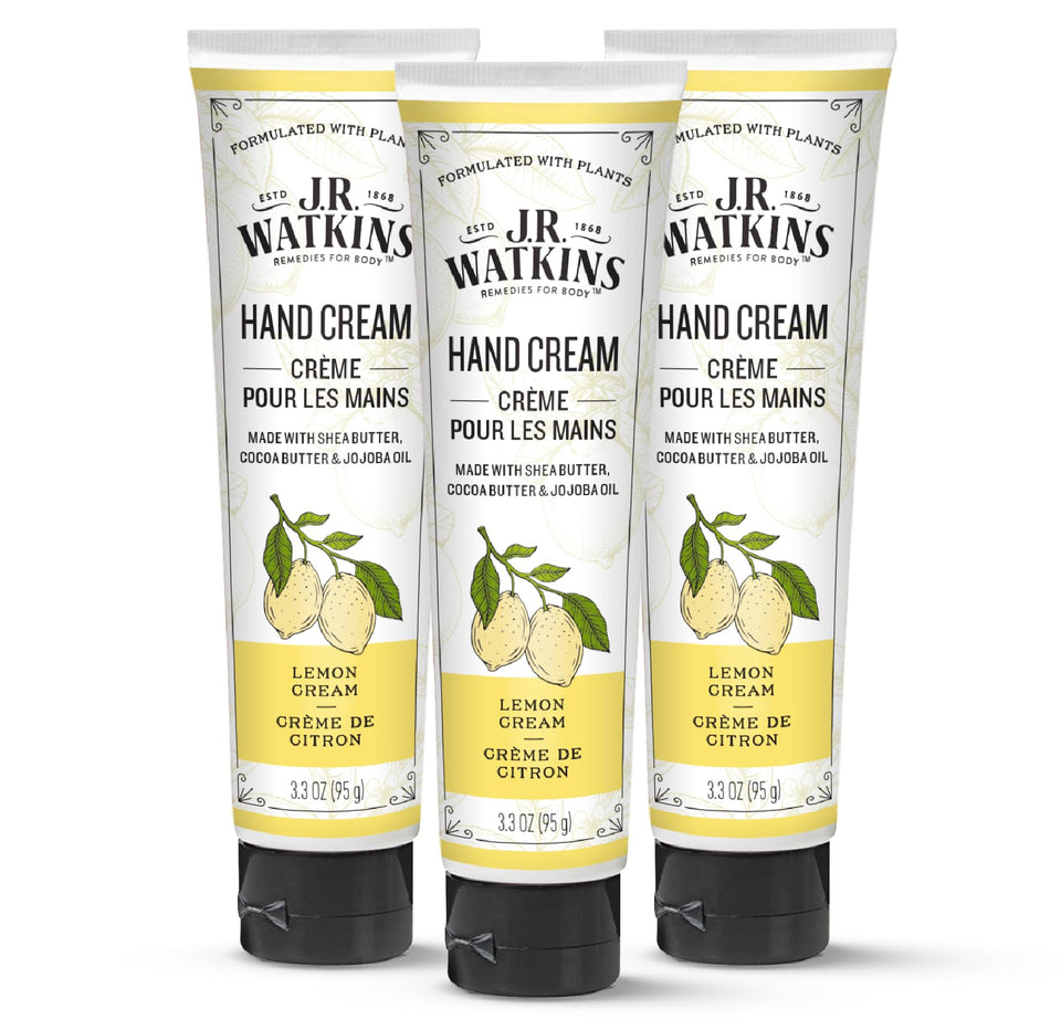 J.R. Watkins Lemon Cream hand cream bottle, lightweight hydration for daily use.