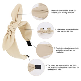 Jaciya knotted bow headband light khaki offers subtle style and secure grip
