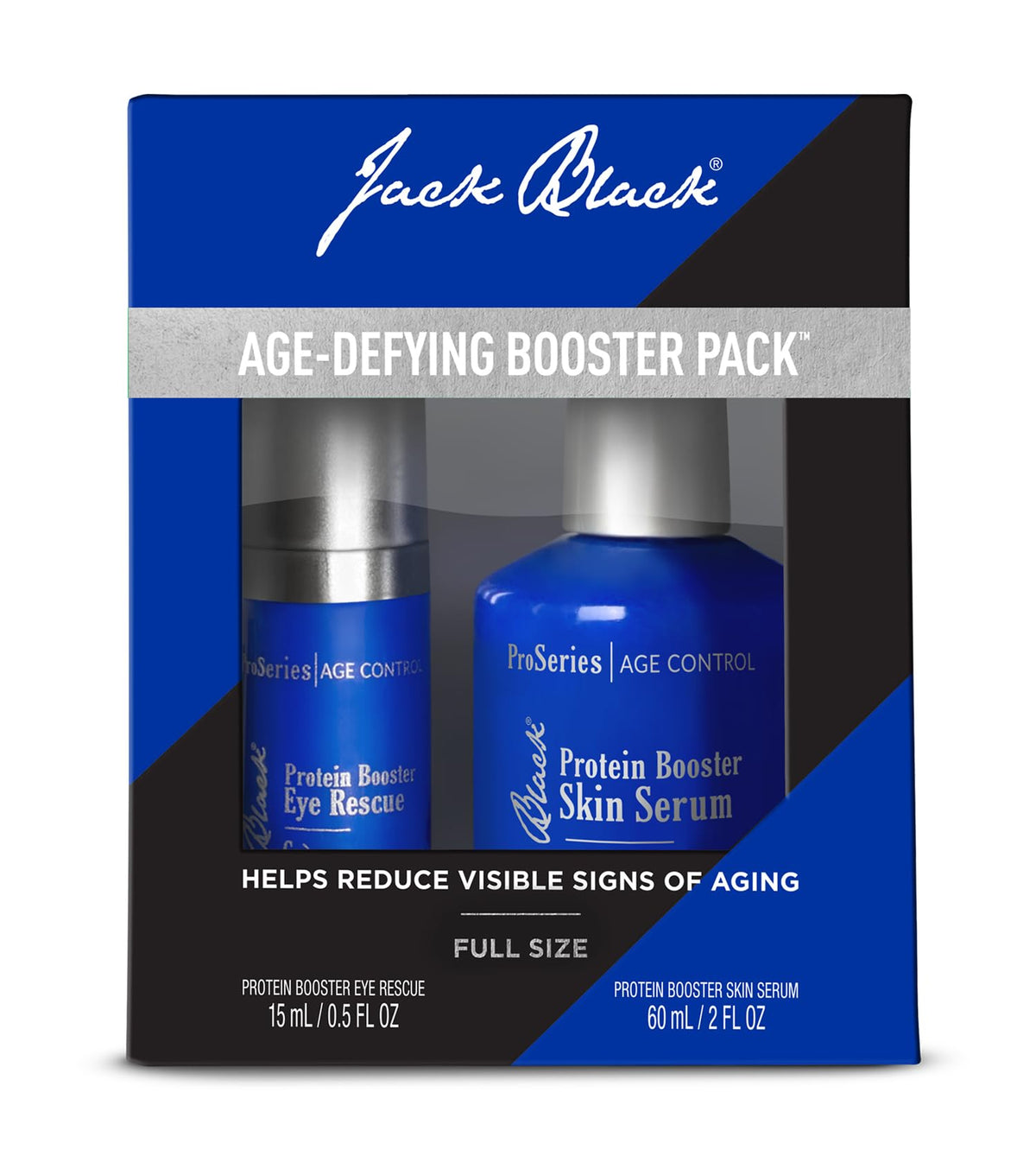 Age-Defying Booster Pack display on a bathroom shelf