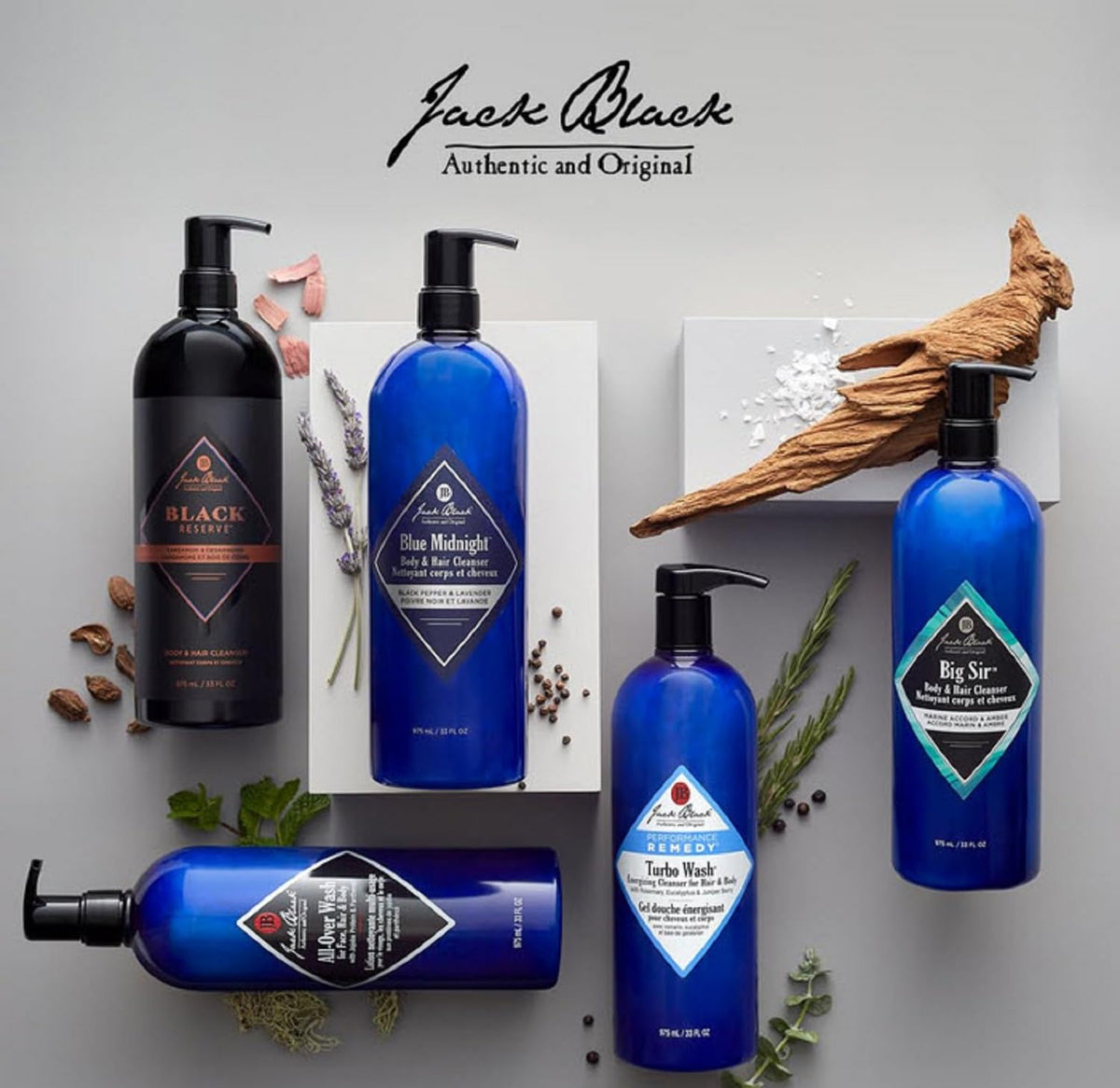 Jack Black All Over Wash sea kelp extract helps balance moisture.