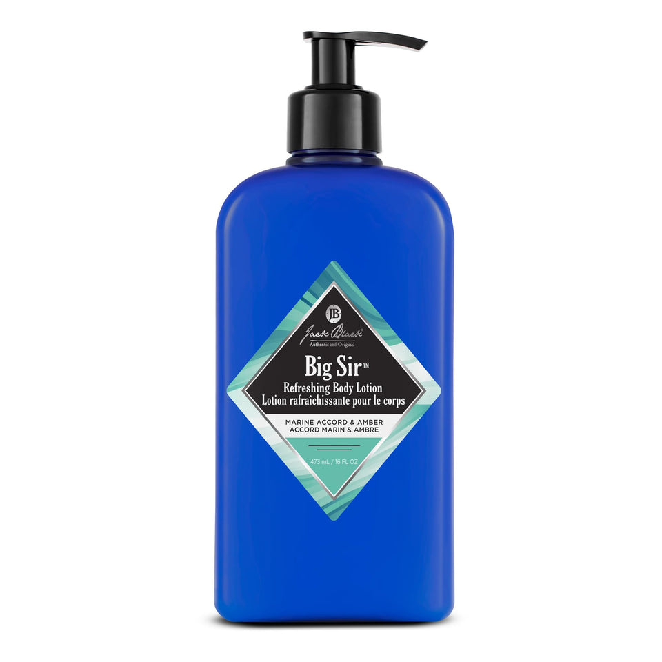 Jack Black Big Sir bottle front for daily hydration and premium grooming.