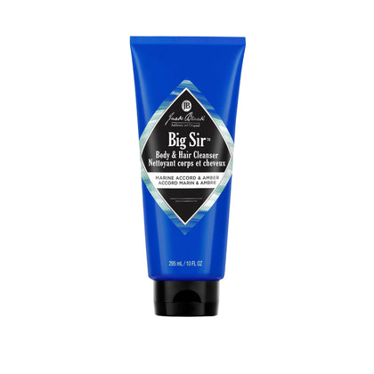 Jack Black Big Sir body wash bottle showing rich lather for daily hair and body cleansing.
