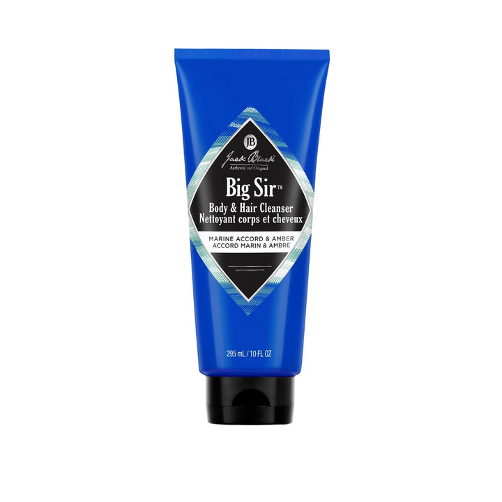 Jack Black Big Sir body wash bottle showing rich lather for daily hair and body cleansing.