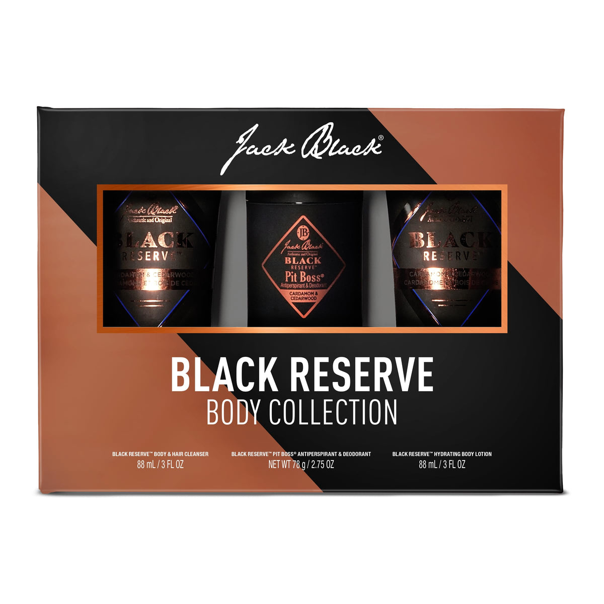 Packaging features cedarwood imagery for Black Reserve.