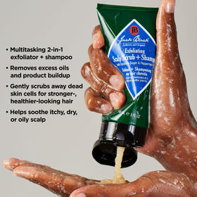 Demerara sugar particles deliver gentle exfoliation in Jack Black scrub.