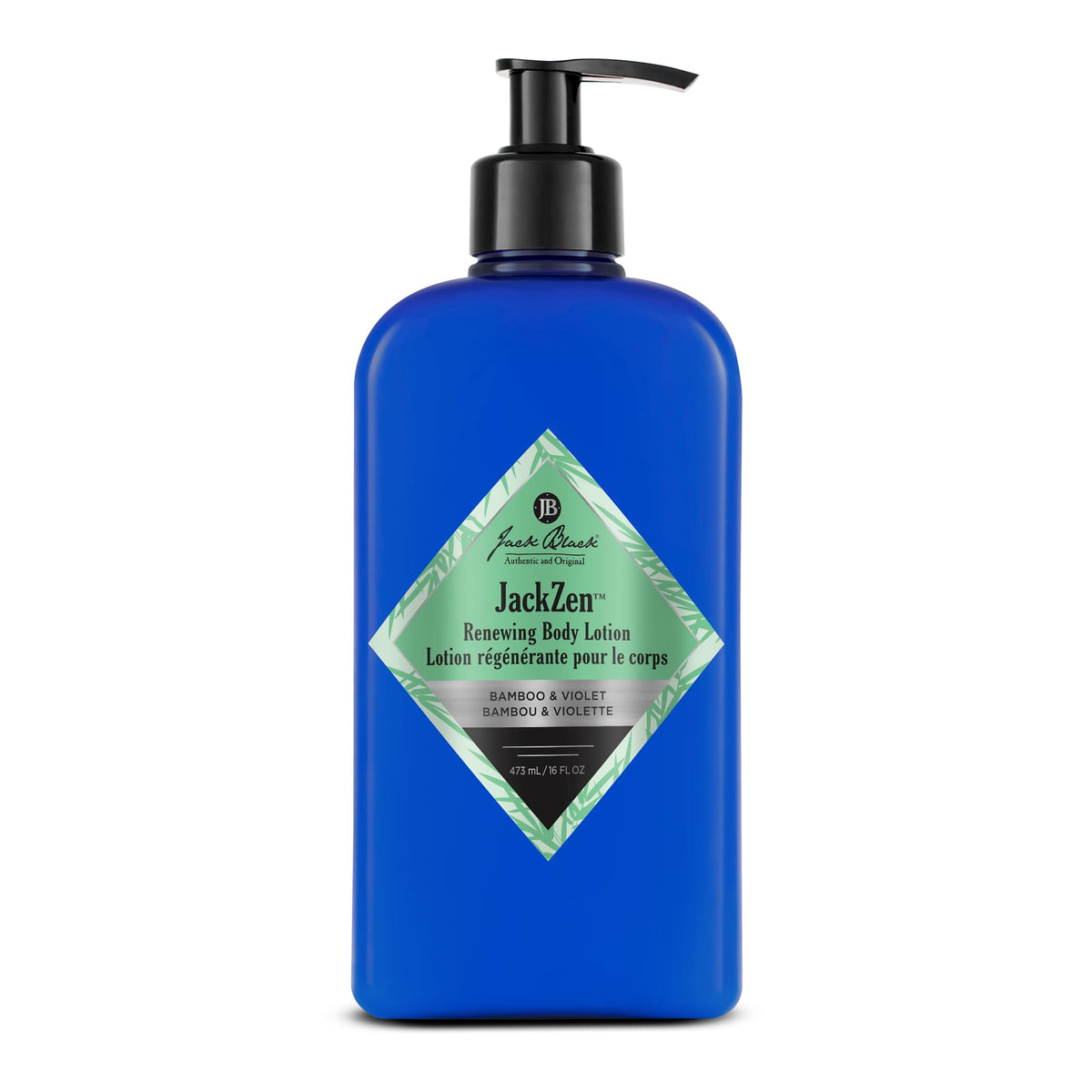 Jack Black JackZen Renewing Body Lotion bottle ready for daily use with fast absorption.