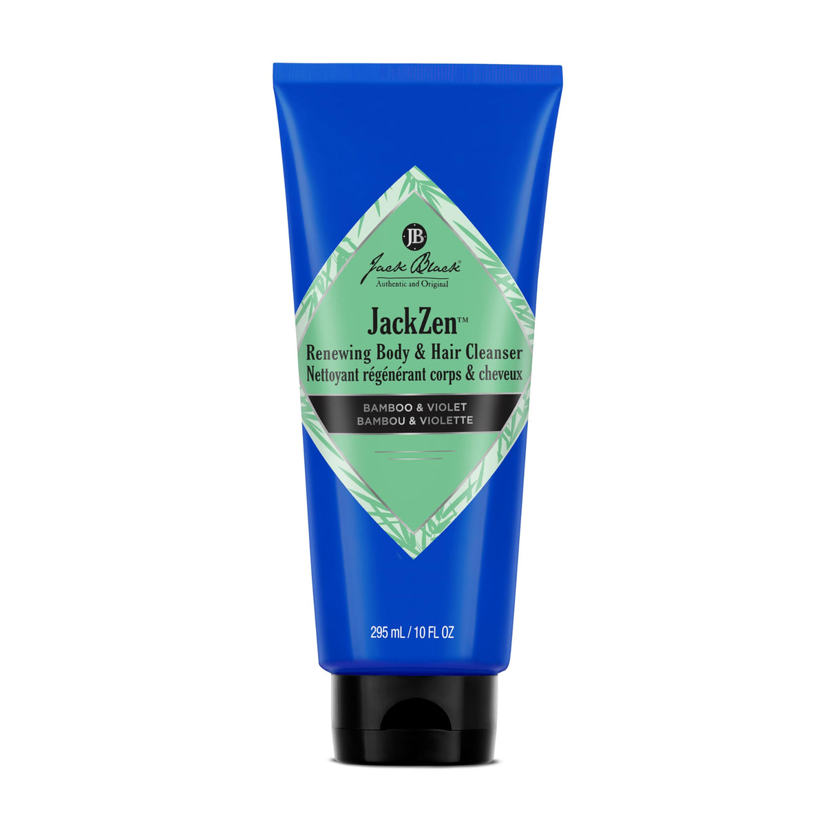 Jack Black JackZen Renewing Bottle Pour shows earthy fragrance for a refreshing shower.
