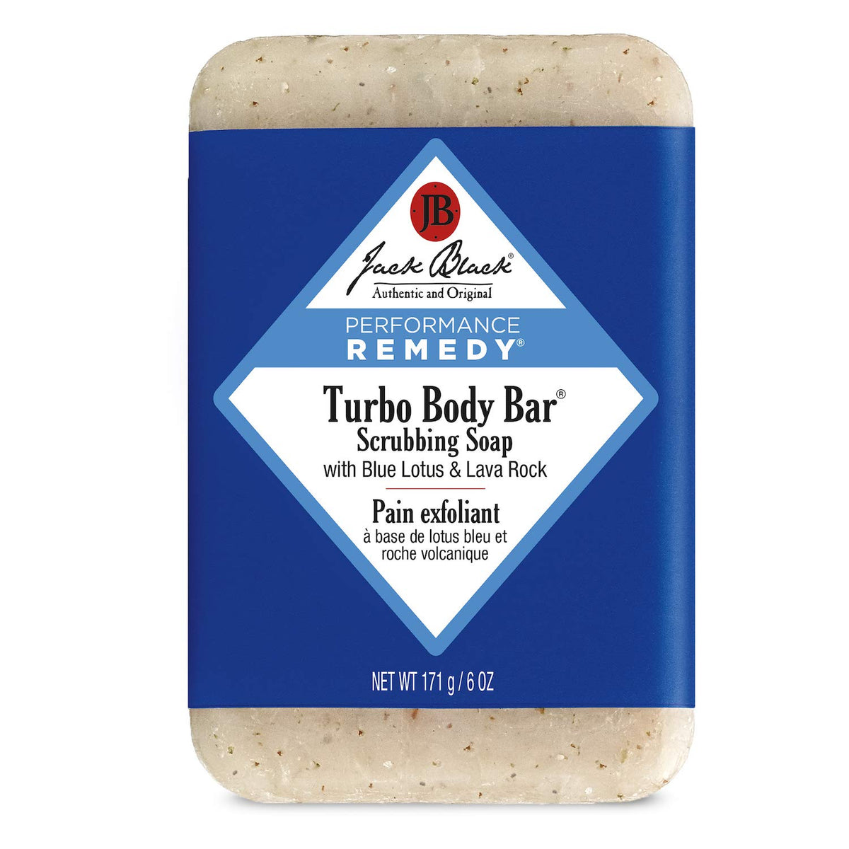 Jack Black Turbo Bar soap lather closeup for a deep cleansing feel.