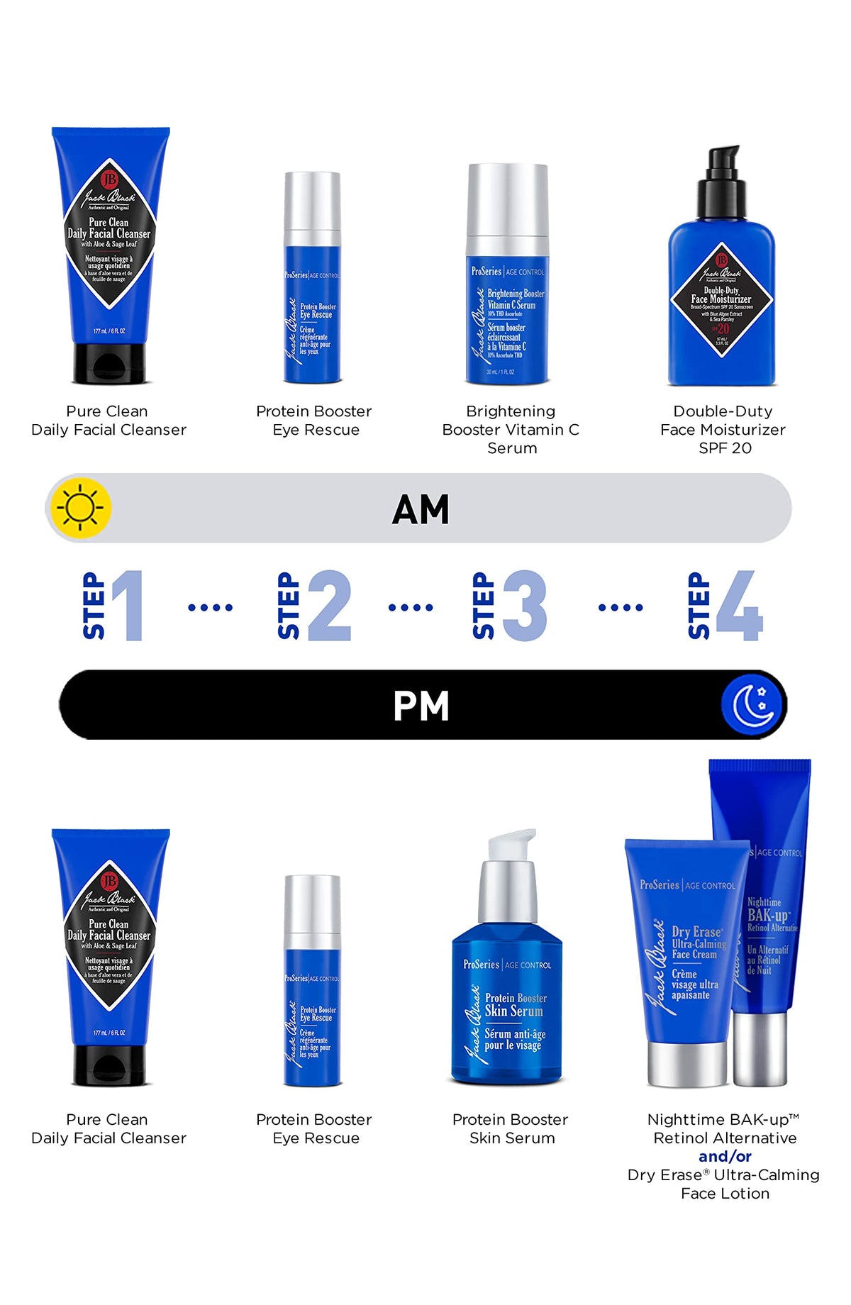 Jack Black Vitamin C serum amber bottle showcases stable 10% THD-ascorbate for brightening.