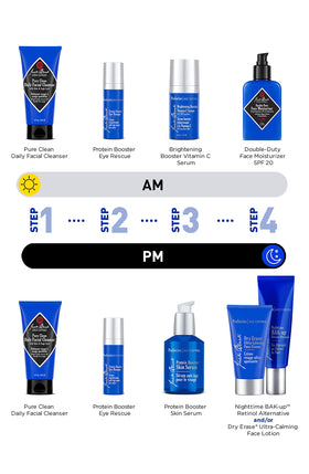Jack Black Vitamin C serum amber bottle showcases stable 10% THD-ascorbate for brightening.