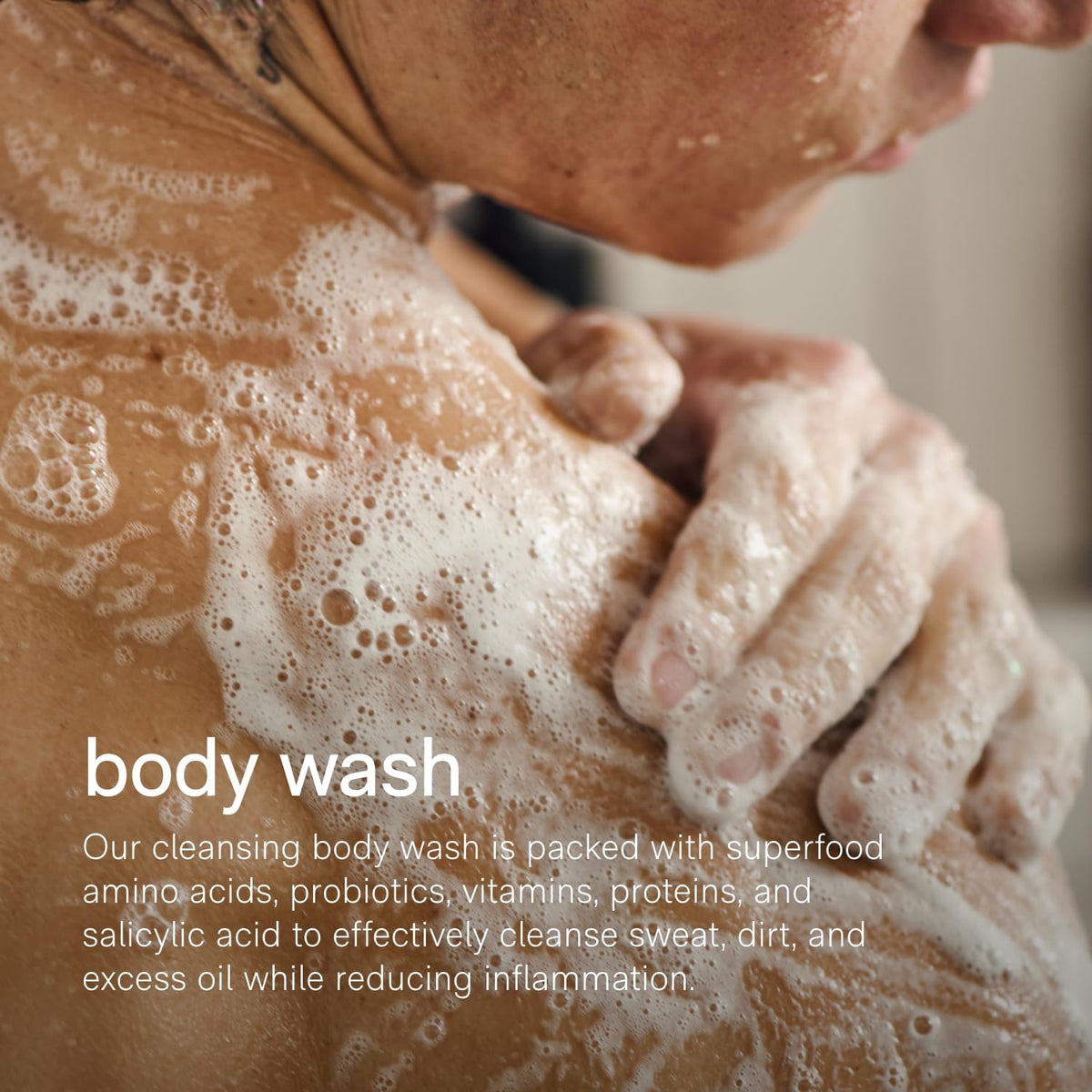 Jack Henry body wash men ingredients label emphasizes sulfate-free probiotic fermentation benefits