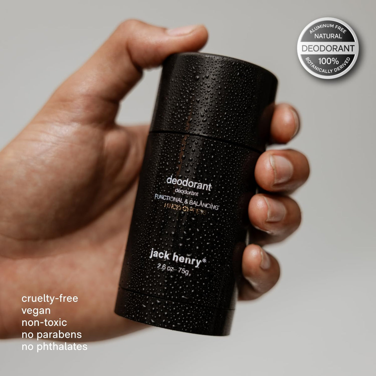 Hinoki Cypress scent close-up from Jack Henry deodorant, natural fragrance