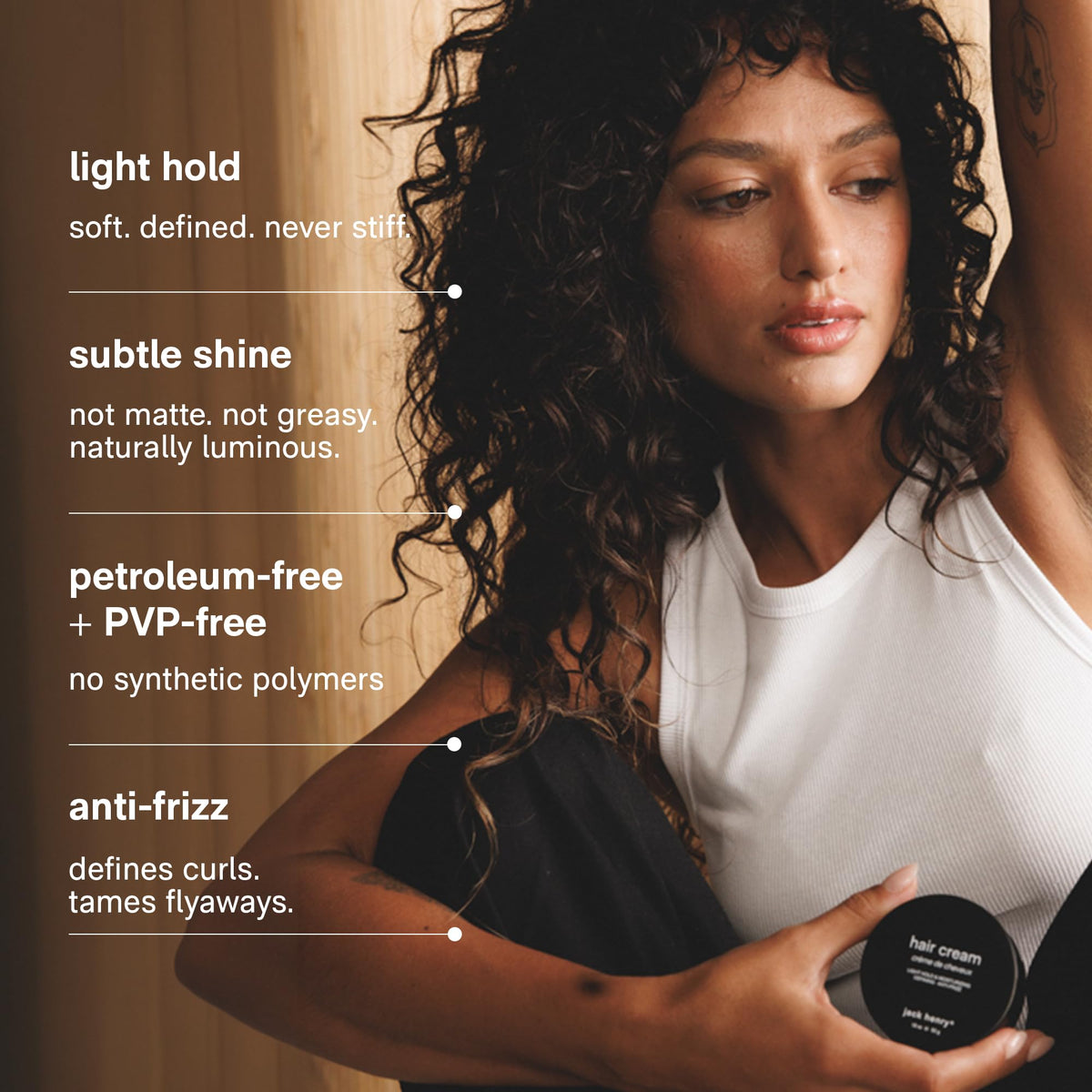 Jack Henry Hair Cream defines curls with a light-weight formula