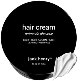 Jack Henry Hair Cream bottle shows light hold for flexible styling