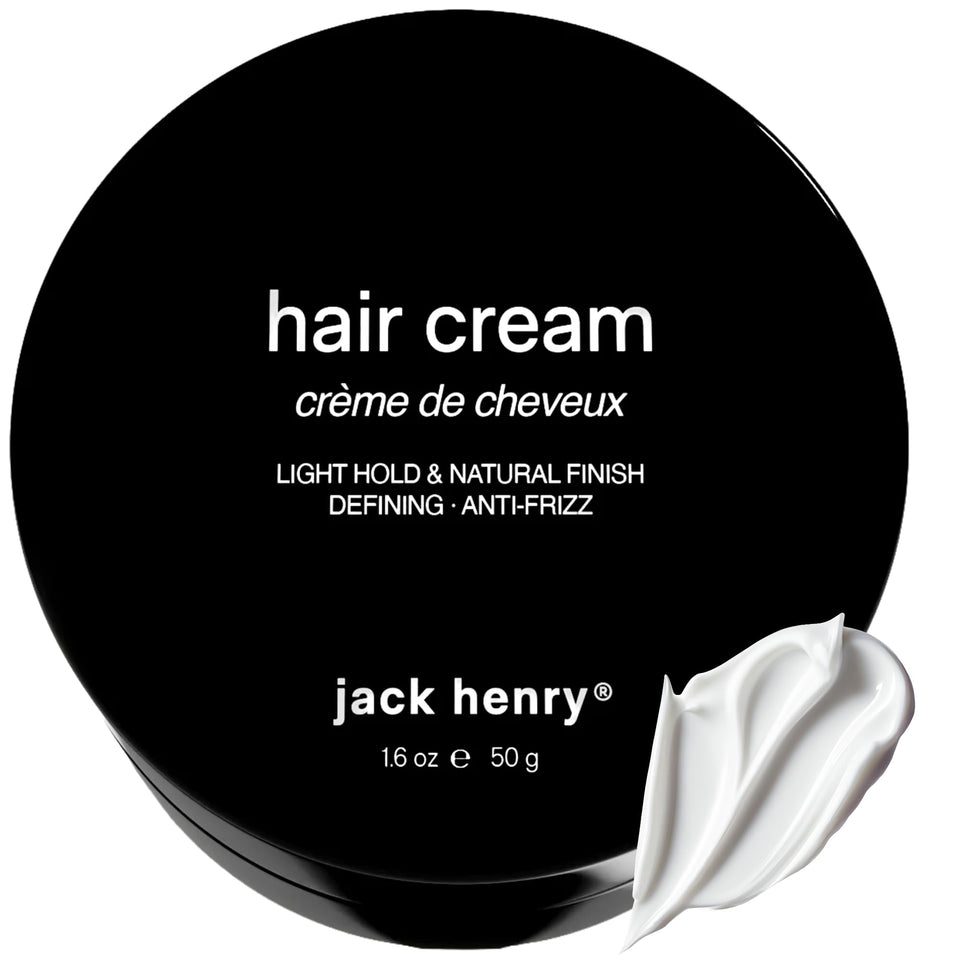Jack Henry Hair Cream bottle shows light hold for flexible styling