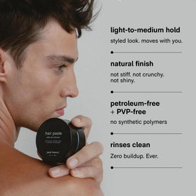Humid weather hold shown with Jack Henry Hair Paste without crunch