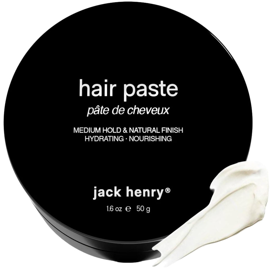 Jack Henry Hair Paste jar closeup shows concentrated formula for lasting texture