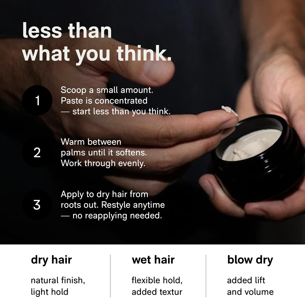 Unscented Jack Henry Hair Paste packaging shows fragrance-free formula