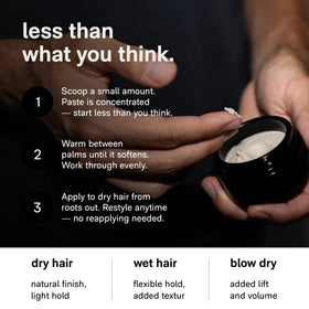 Unscented Jack Henry Hair Paste packaging shows fragrance-free formula