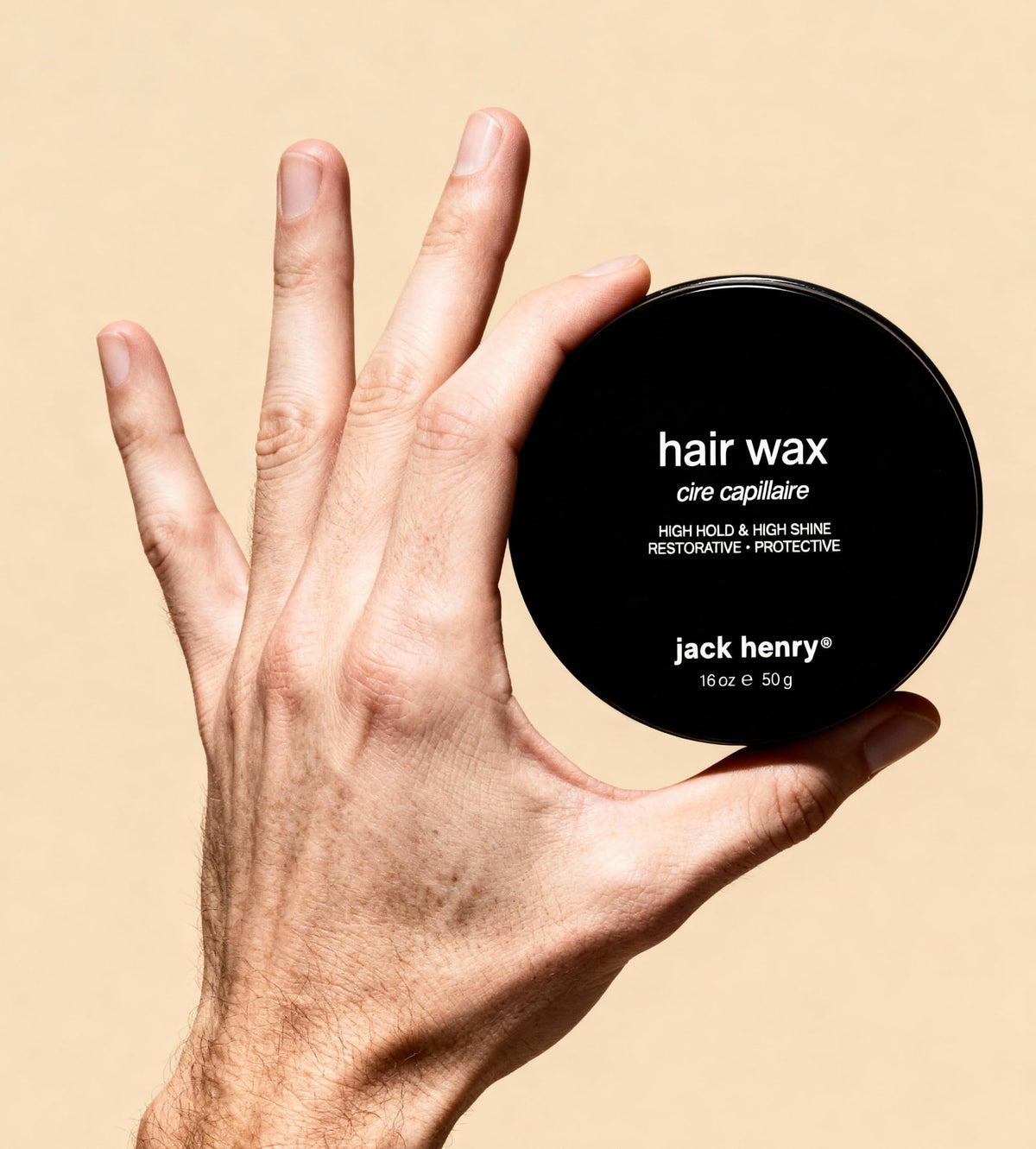 Jack Henry Hair Wax residue-free formula keeps hair clean and flexible.