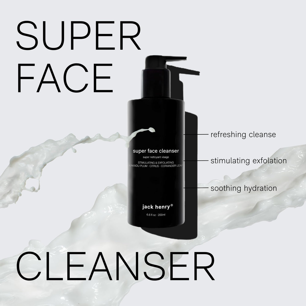 Jack Henry Hydrating Facial Cleanser fragrance of mandarin and coriander.