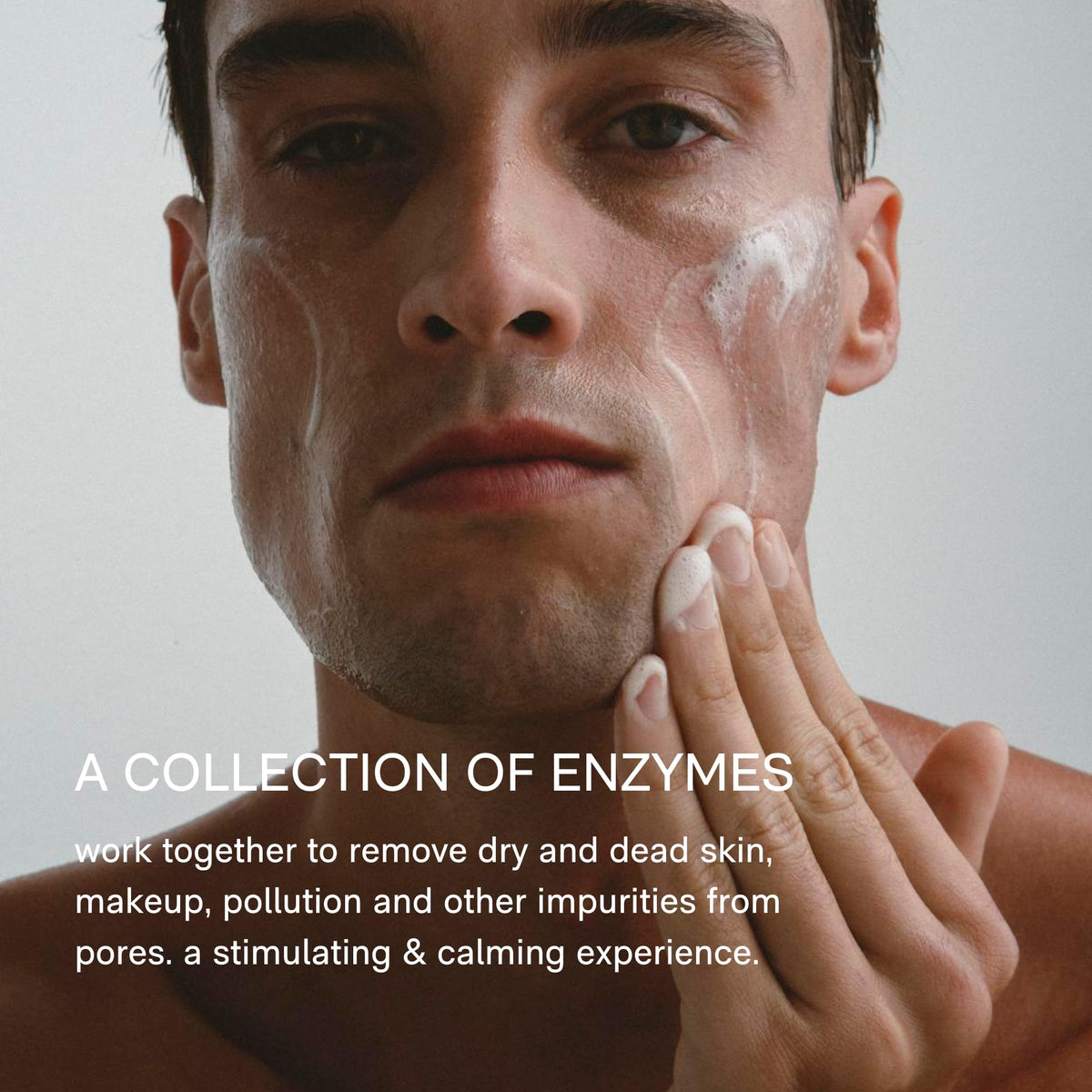 Jack Henry Hydrating Facial Cleanser bamboo exfoliation in action on skin.