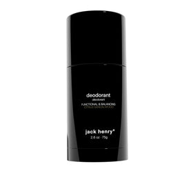 Jack Henry natural deodorant bottle close-up; aluminum-free formula for daily use.