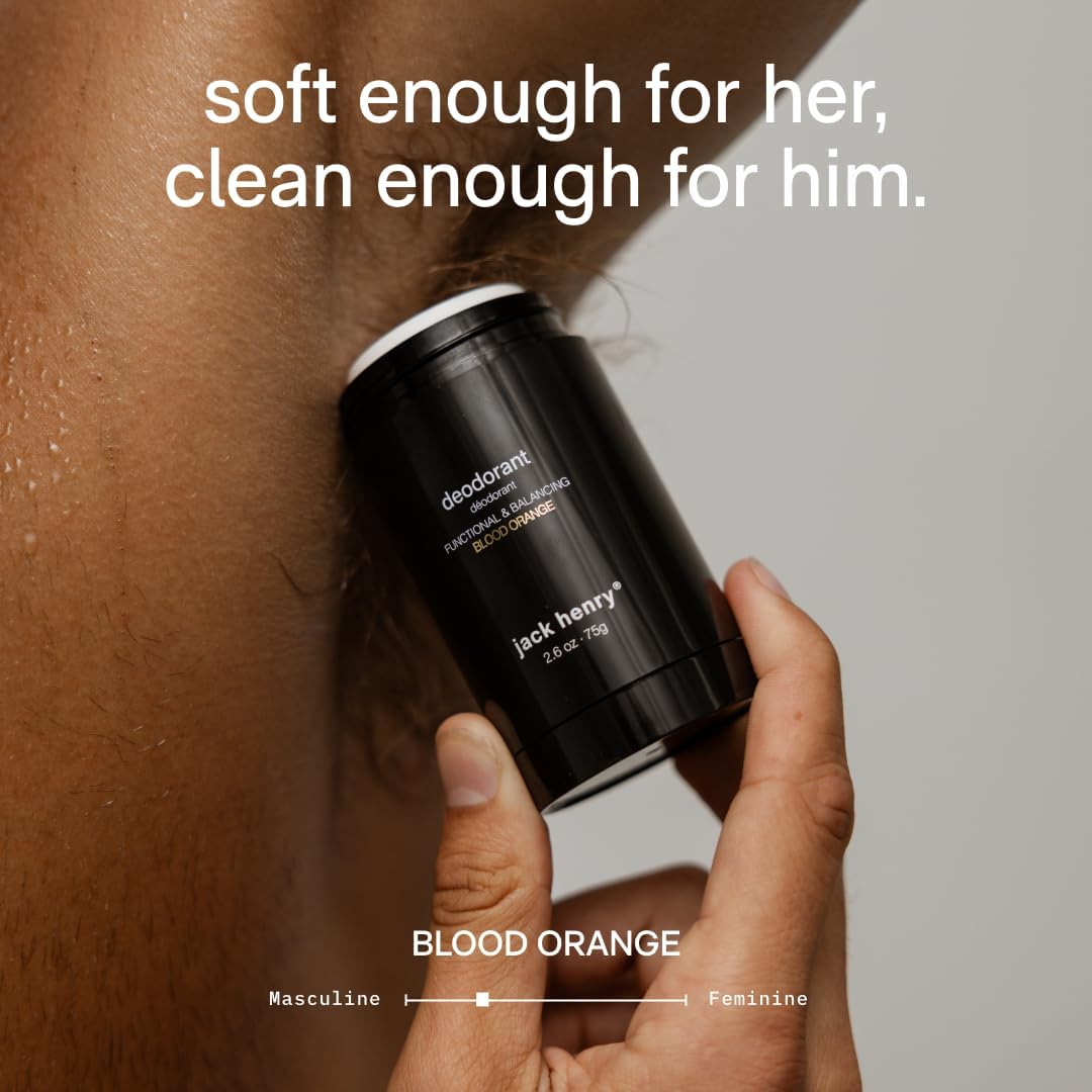Jack Henry probiotic formula deodorant bottle supports a balanced skin microbiome over time.