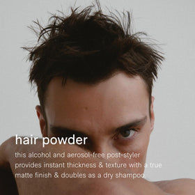 Jack Henry powder applied to hair for texture and even distribution