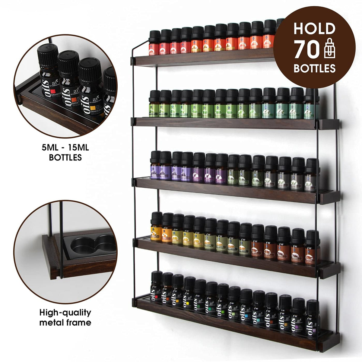 MK482A capacity image demonstrates storage for up to 70 essential oil bottles