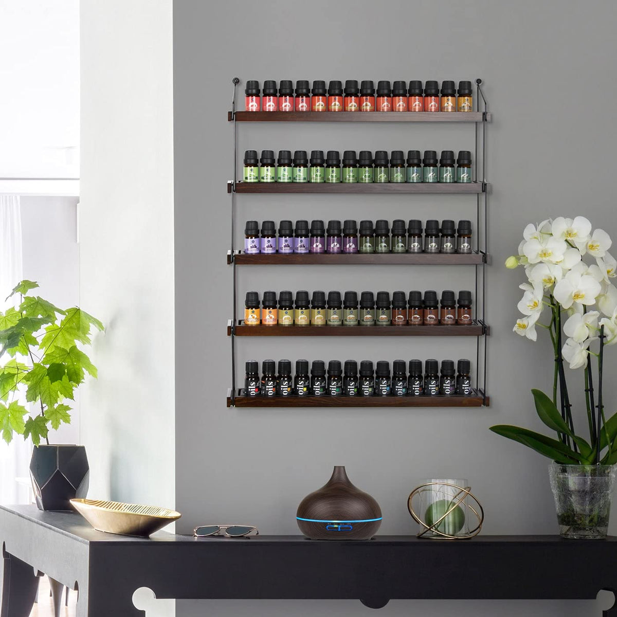 MK482A side view highlights space saving rack that keeps bottles organized and visible