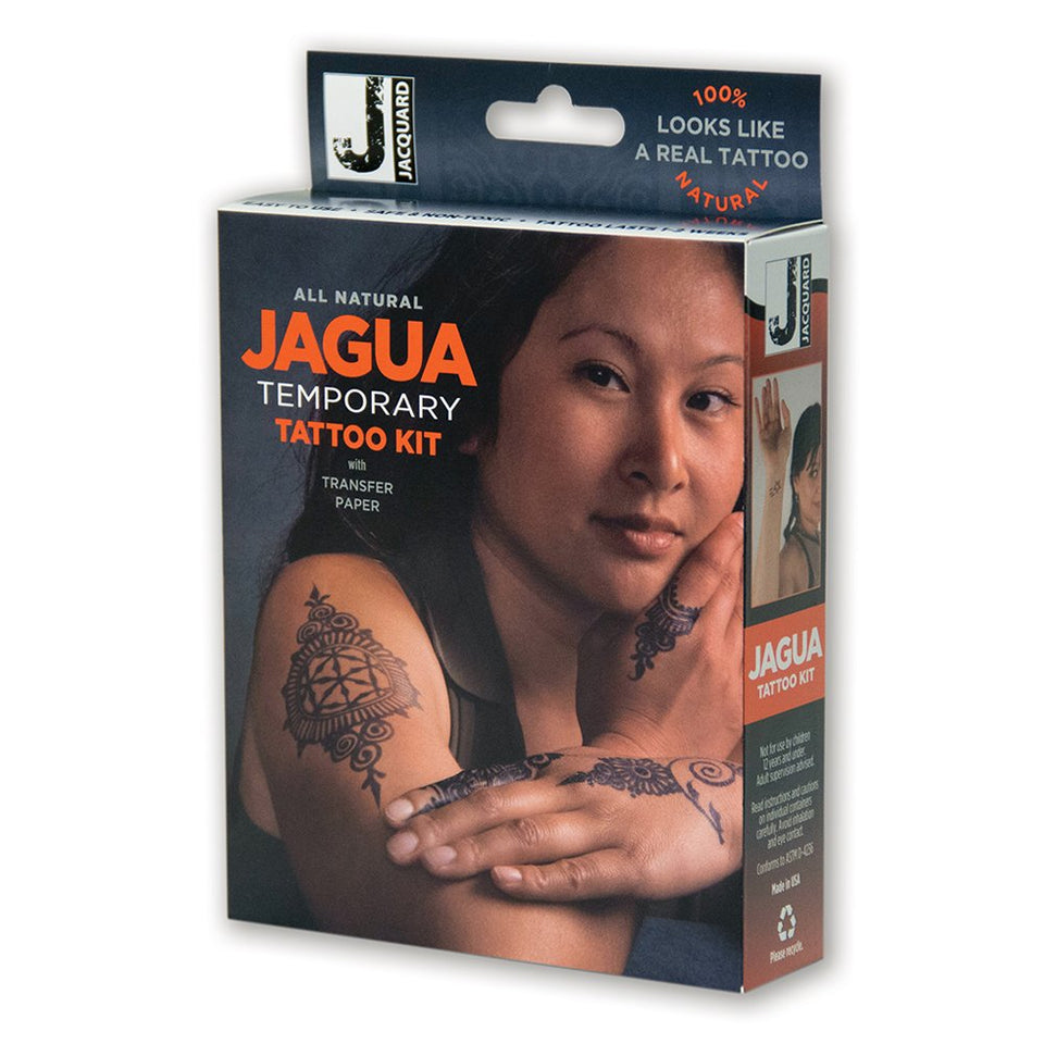 Jacquard Jagua kit: ink bottle and transfer paper for up to two weeks of temporary body art.