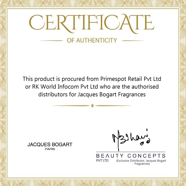 Bottle label of Jacques Bogart Silver Scent Intense highlights brand detail.