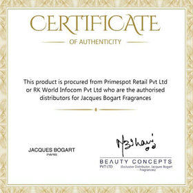 Bottle label of Jacques Bogart Silver Scent Intense highlights brand detail.