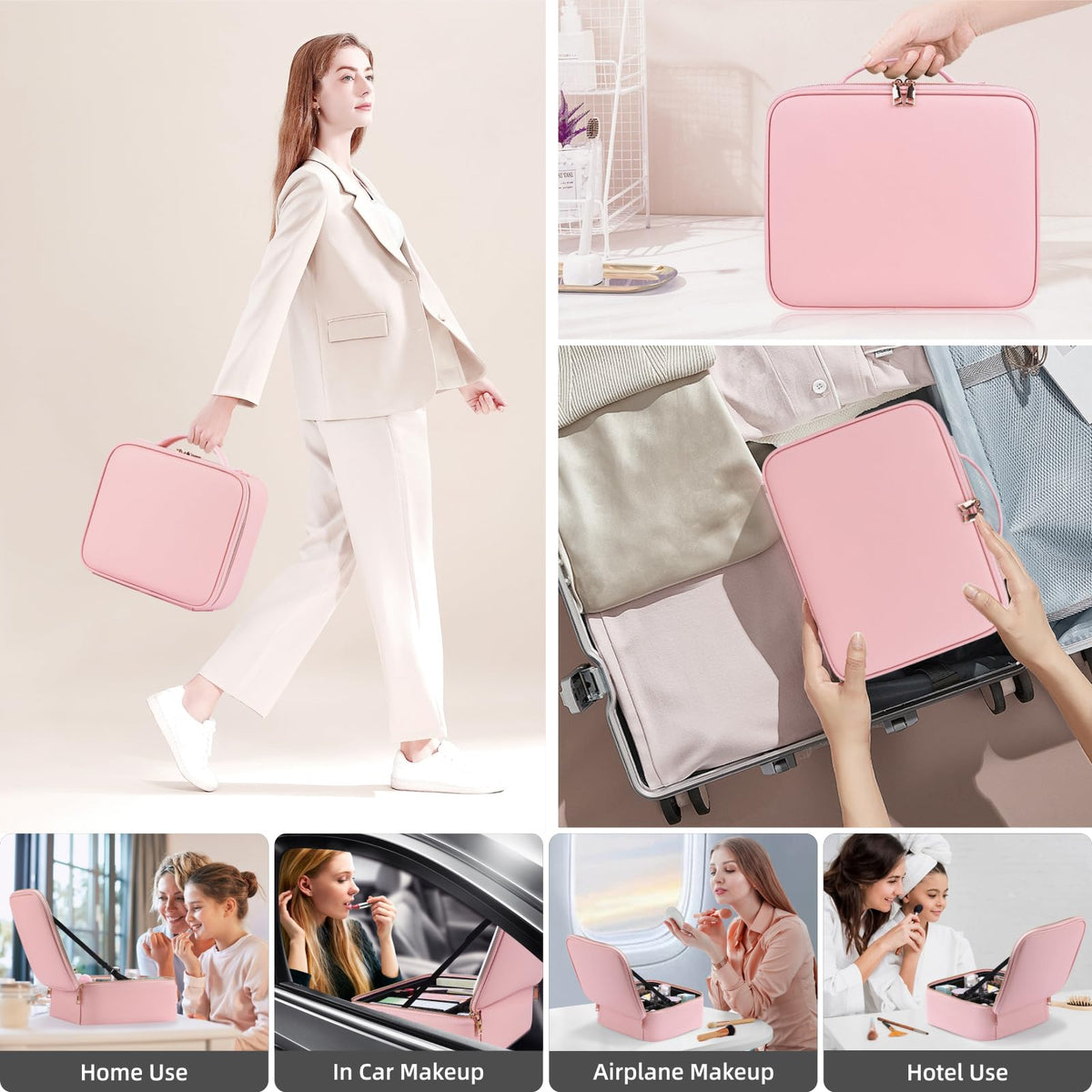 Jadazror portable cosmetic organizer with brush slots for travel