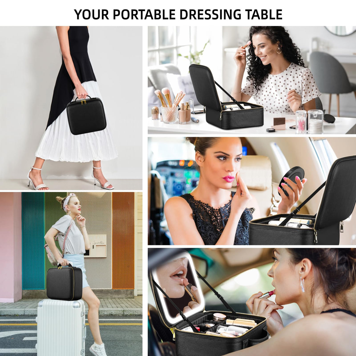 Two-layer layout enables personalized cosmetics arrangement.
