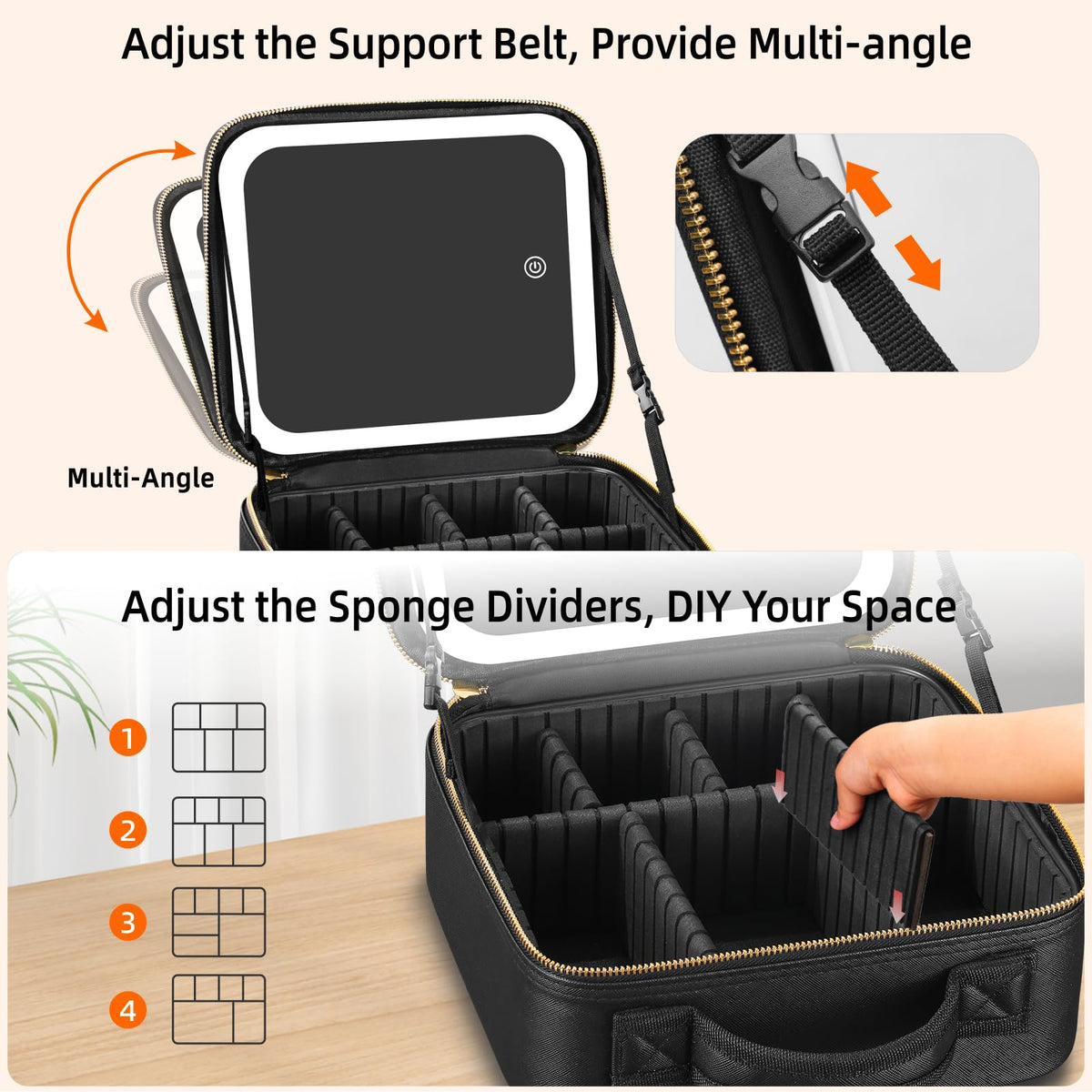 Waterproof PU leather surface with smooth zipper for easy cleaning.