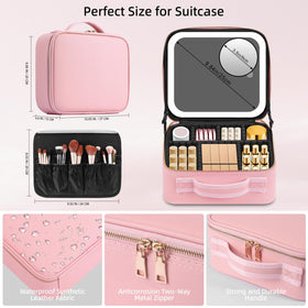 Jadazror pink travel makeup case ready for on-the-go use