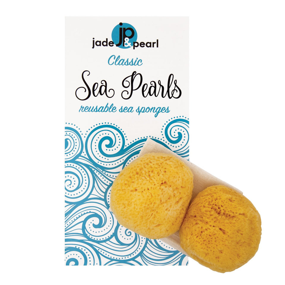 Jade & Pearl Sea Pearls classic medium sponges demonstrate natural absorbency for daily cleansing