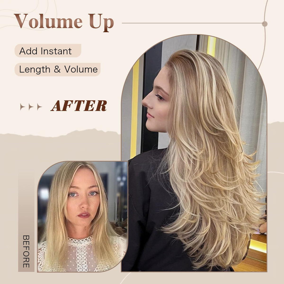 Jadeadyseg Long Wavy Layered Curtain Bangs Wig shaping the face