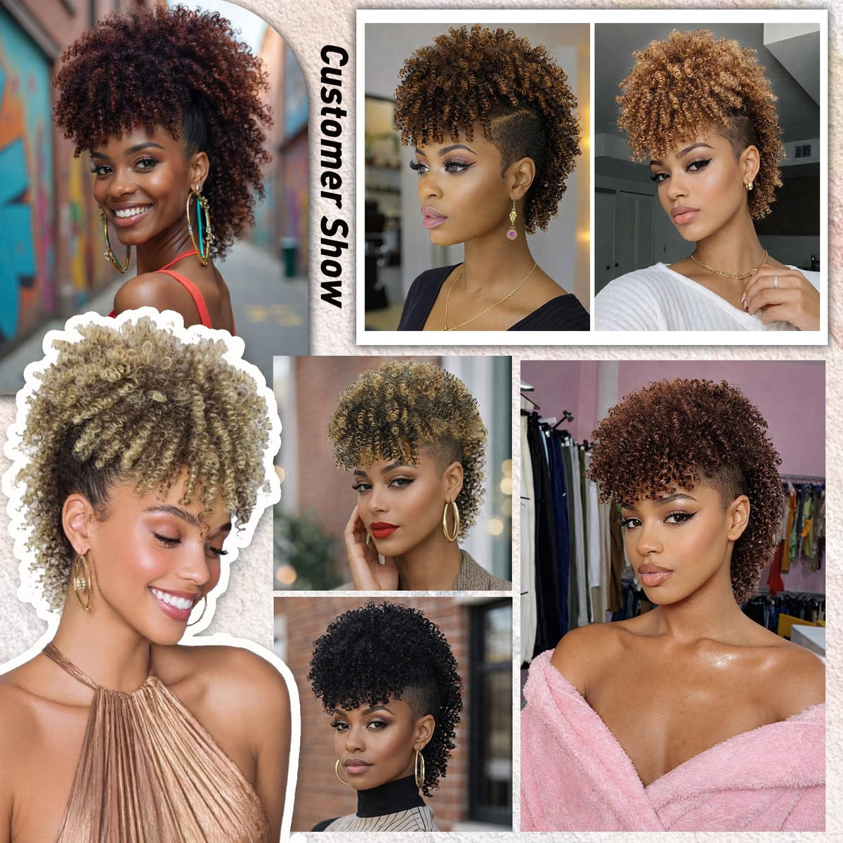 Jadeadyseg Mohawk wig front view highlights natural grey curls and bangs