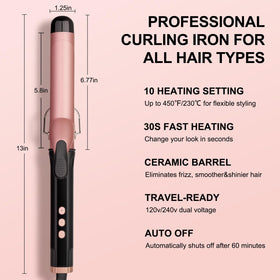 JAETON curling wand with 360-degree swivel cord for easy maneuvering