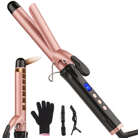 JAETON curling iron wand with ceramic-barrel delivering smooth salon-quality curls at home.