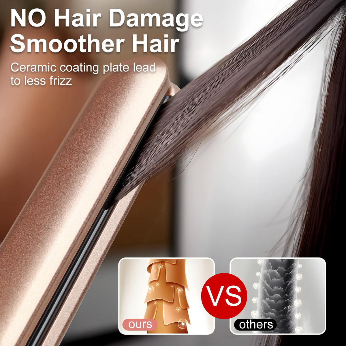 JAETON flat iron digital display shows precise temperature for control.