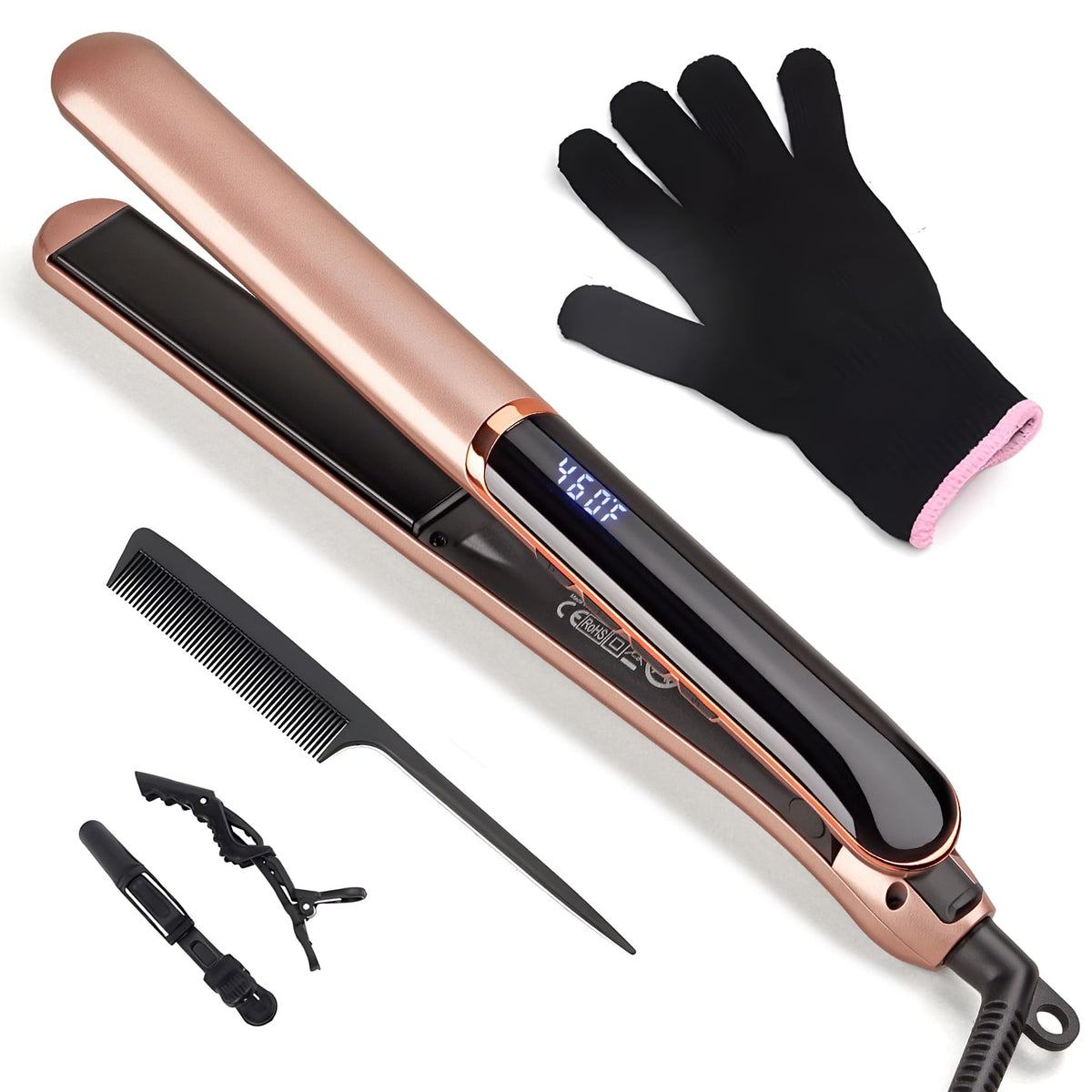 JAETON flat iron with floating plates for snag-free glide and smooth results.